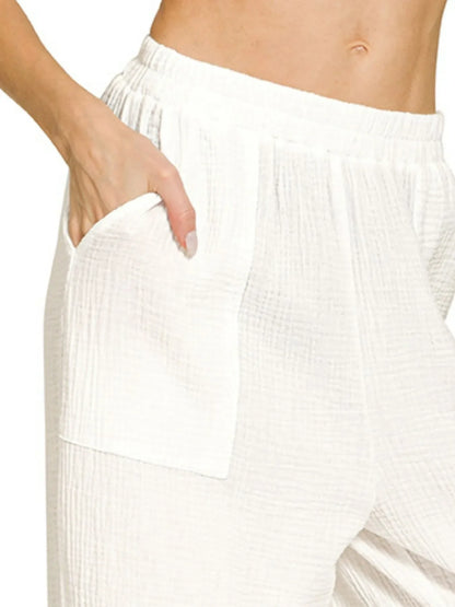 Double Gauze Elastic Band Pants