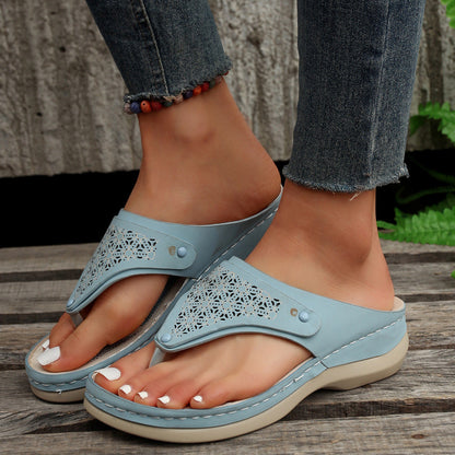 Women's Thong Sandals | Summer Beach Flip Flops Open-Toe PU Slippers
