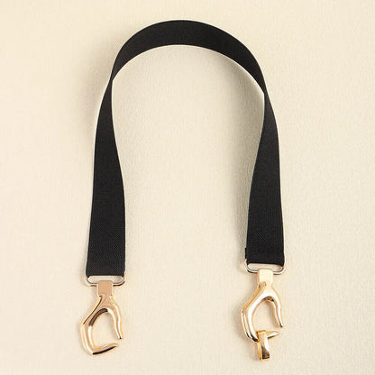 Black And Gold Hands Buckle Adjustable Elastic Band Women’s Belt